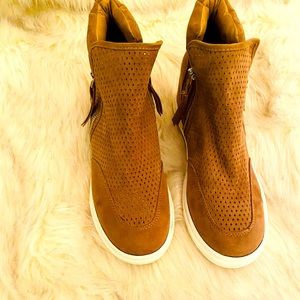 Madden Girl Perforated Suede Wedge Sneaker Bootie